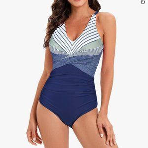 *Passionate Adventure One Piece Bathing Suit for Women Tummy Control Criss Cross